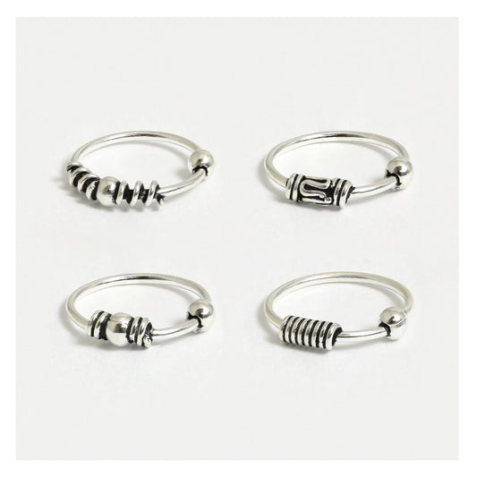 Silver Bali Style Nose Ring - 10mm