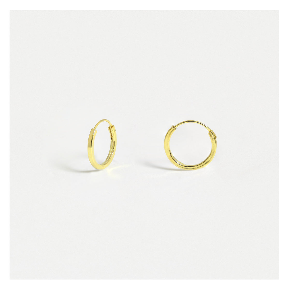 Gold Plated Square Cut Hoop Earrings - 10mm & 12mm