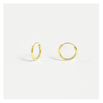 Gold Plated Square Cut Hoop Earrings - 10mm & 12mm