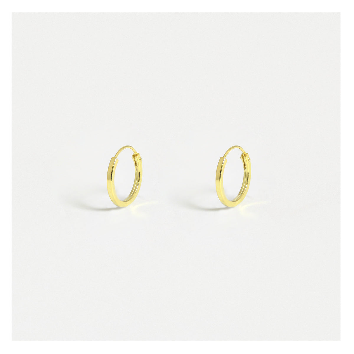 Gold Plated Square Cut Hoop Earrings - 10mm & 12mm