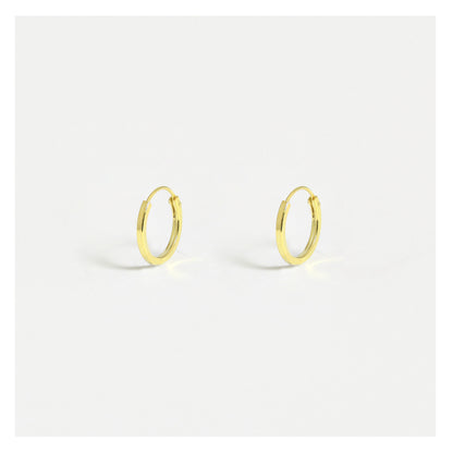 Gold Plated Square Cut Hoop Earrings - 10mm & 12mm