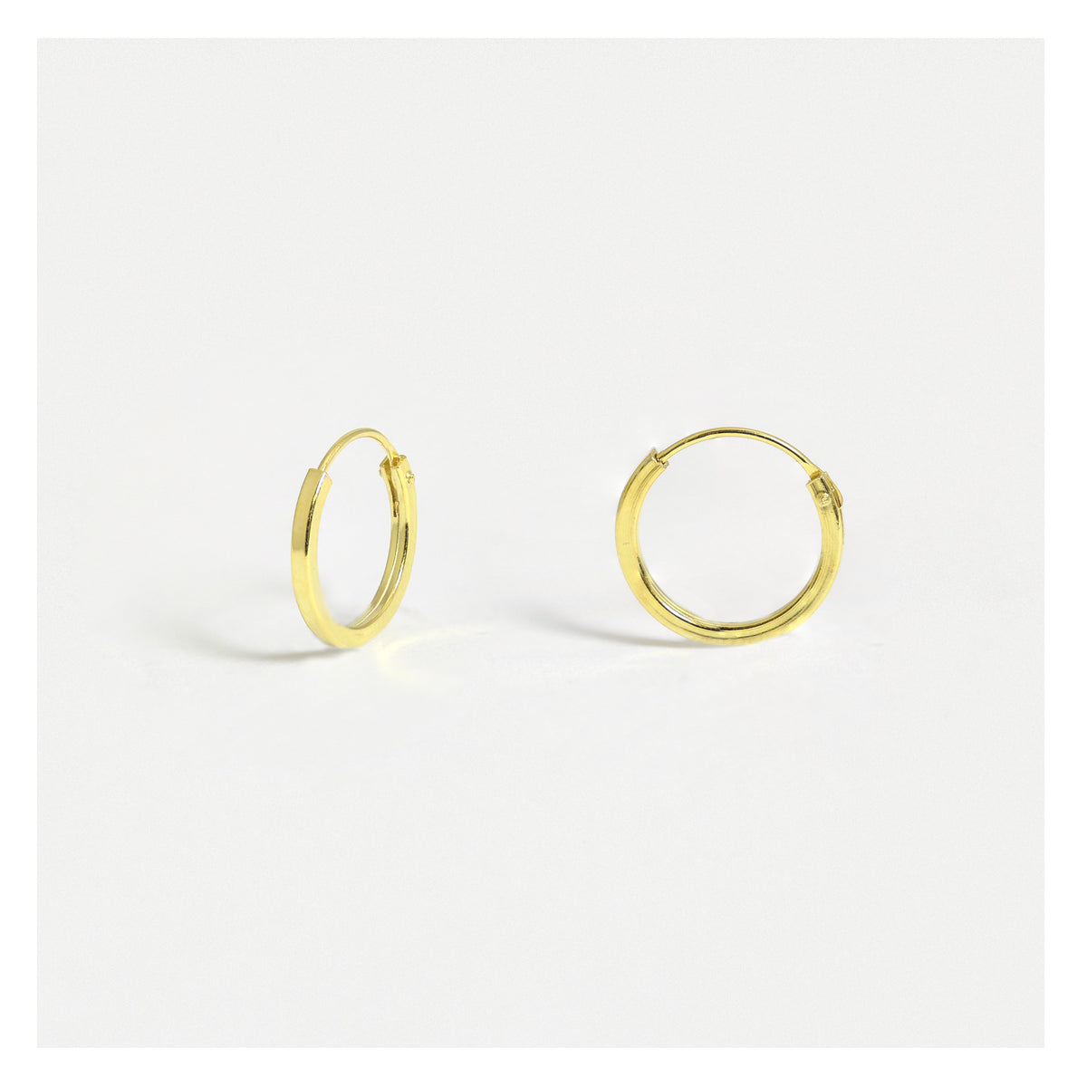 Gold Plated Square Cut Hoop Earrings - 10mm & 12mm