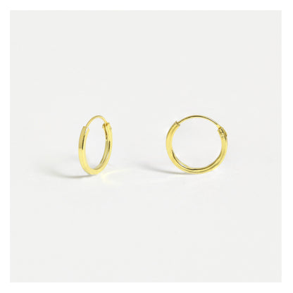 Gold Plated Square Cut Hoop Earrings - 10mm & 12mm
