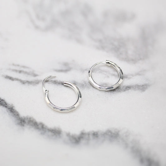 Silver Rippled Cut Hoop - 12mm