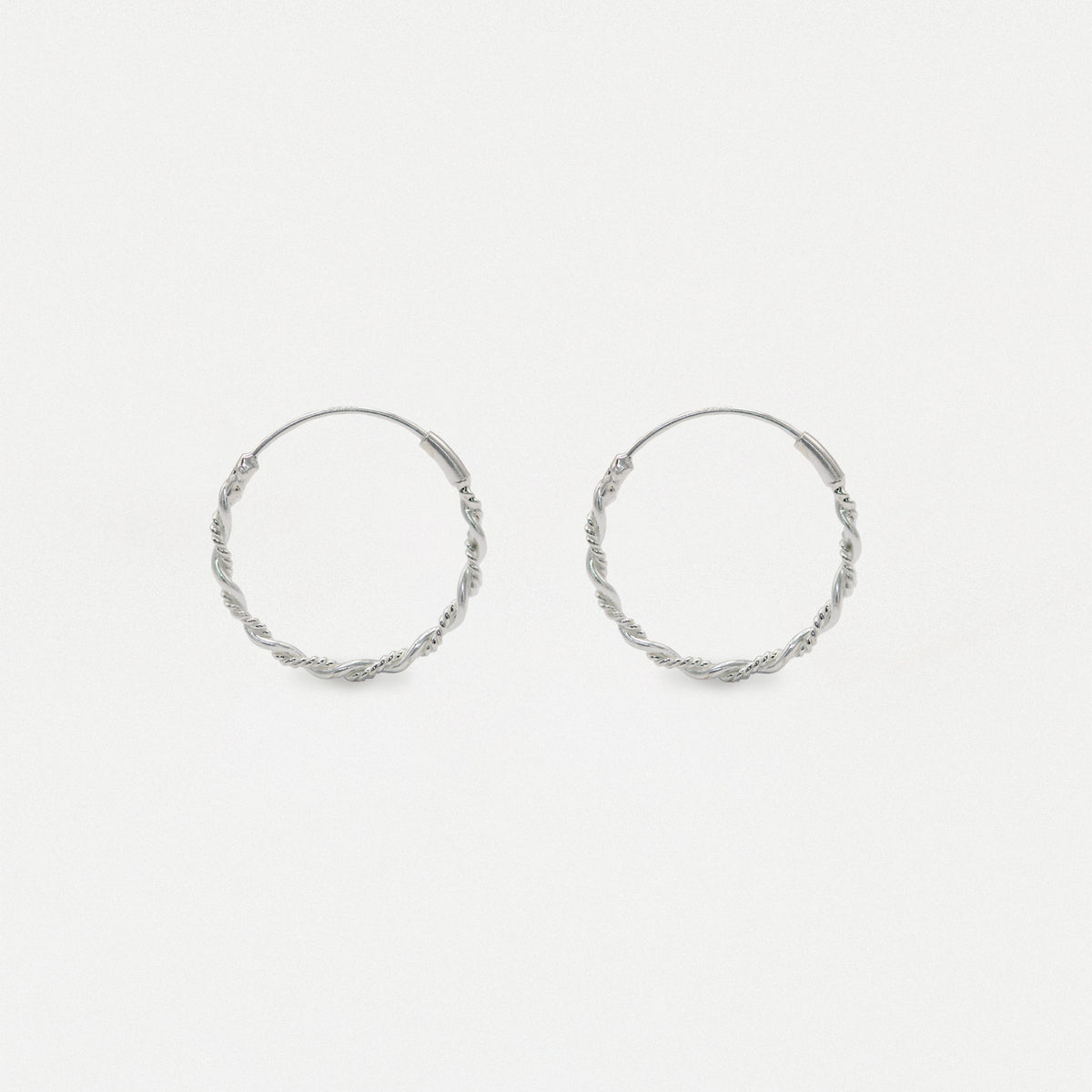 Silver Spiral Twist Hoop - 16mm