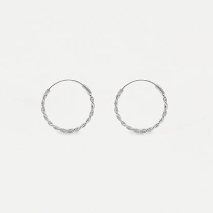 Silver Spiral Twist Hoop - 16mm