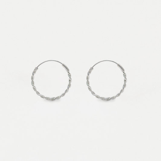 Silver Spiral Twist Hoop - 16mm