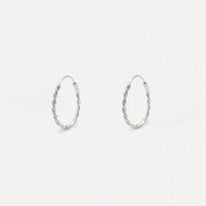 Silver Spiral Twist Hoop - 16mm