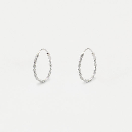 Silver Spiral Twist Hoop - 16mm