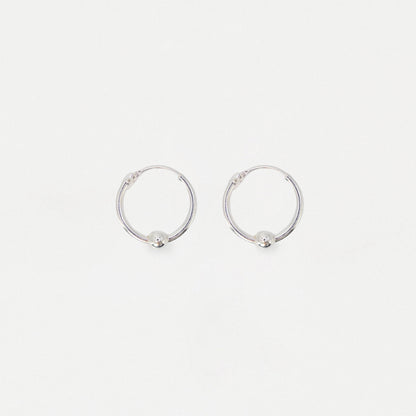 Silver Fixed Ball Hoop Earrings - 12mm & 16mm