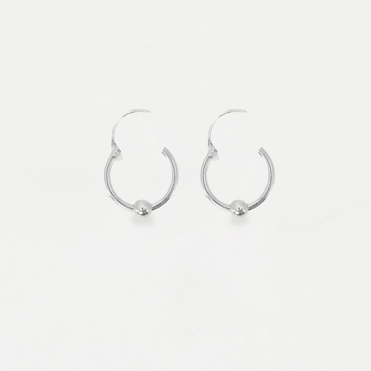 Silver Fixed Ball Hoop Earrings - 12mm & 16mm