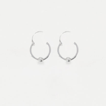 Silver Fixed Ball Hoop Earrings - 12mm & 16mm