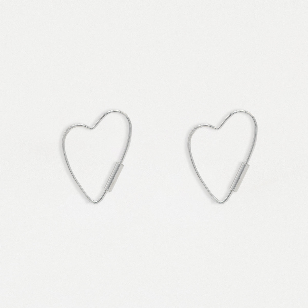 Silver Heart Hoop Earrings - 14mm
