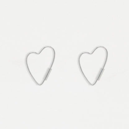Silver Heart Hoop Earrings - 14mm