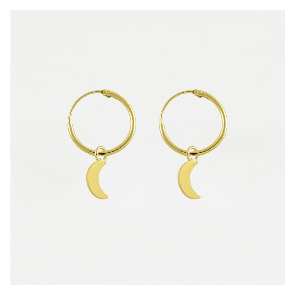 Gold Plated Silver Luna Crescent Moon Hoop Earrings