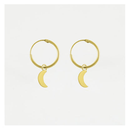 Gold Plated Silver Luna Crescent Moon Hoop Earrings