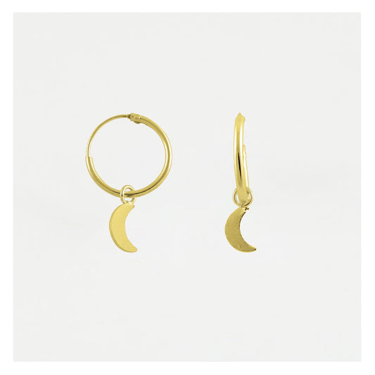 Gold Plated Silver Luna Crescent Moon Hoop Earrings