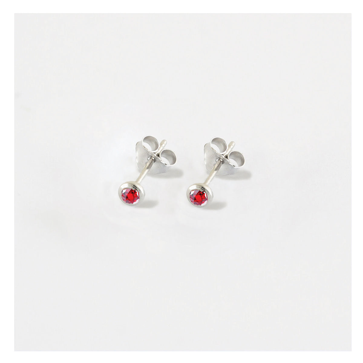 Silver Teeny Gem Ear Studs - 3mm