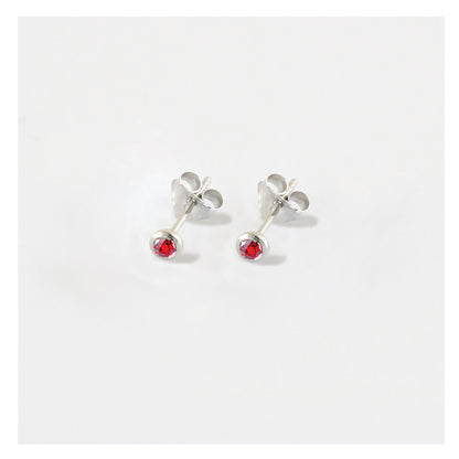 Silver Teeny Gem Ear Studs - 3mm