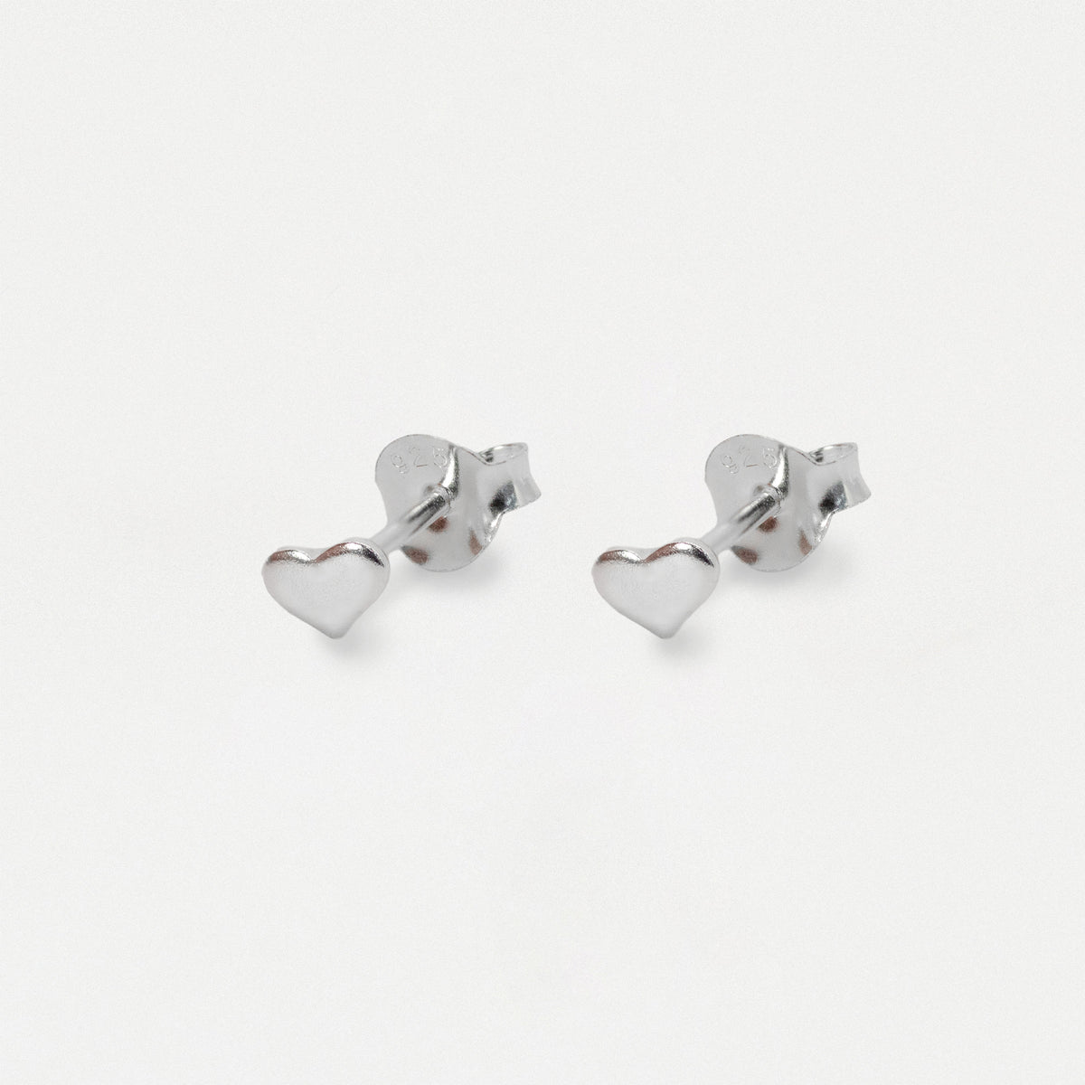 Silver Petite Plain Heart Ear Studs - 3mm & 5mm