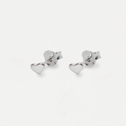 Silver Petite Plain Heart Ear Studs - 3mm & 5mm