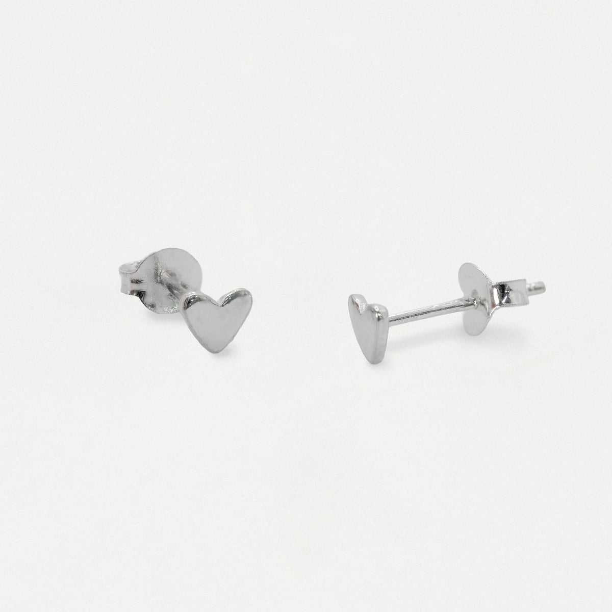 Silver Petite Plain Heart Ear Studs - 3mm & 5mm