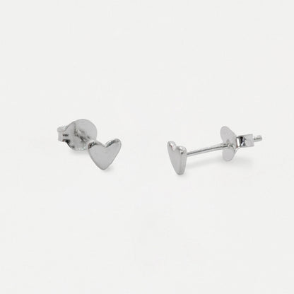 Silver Petite Plain Heart Ear Studs - 3mm & 5mm