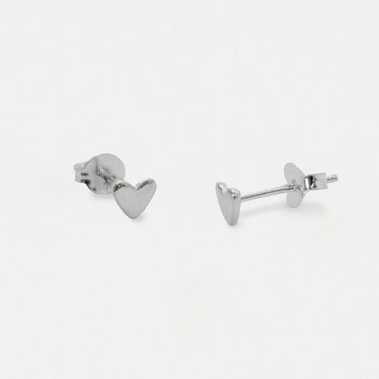 Silver Petite Plain Heart Ear Studs - 3mm & 5mm