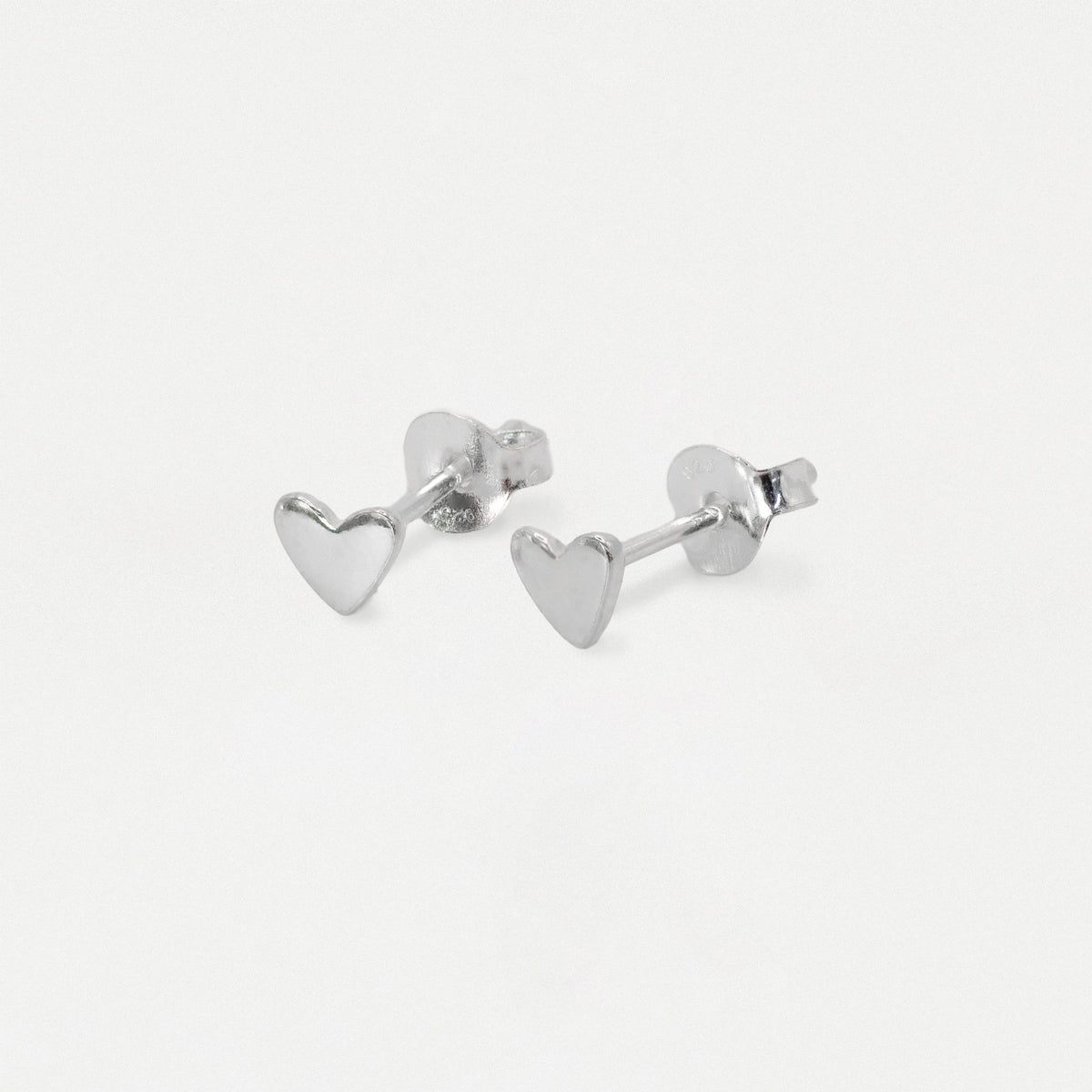 Silver Petite Plain Heart Ear Studs - 3mm & 5mm