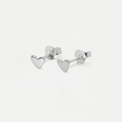 Silver Petite Plain Heart Ear Studs - 3mm & 5mm