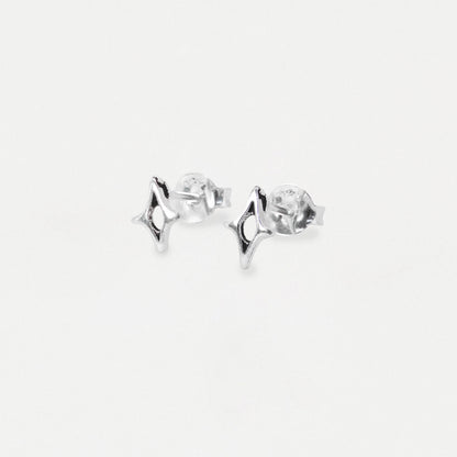 Silver Cutout Four-Point Star Ear Studs