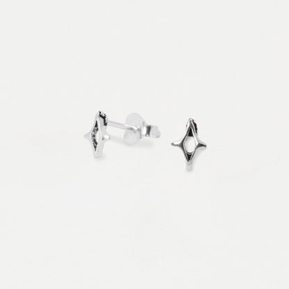 Silver Cutout Four-Point Star Ear Studs