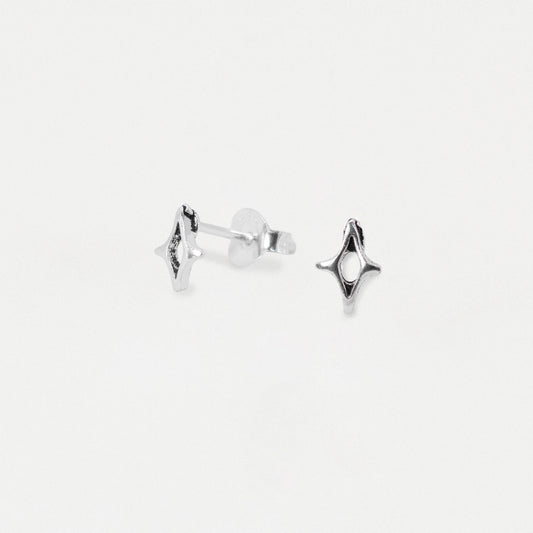 Silver Cutout Four-Point Star Ear Studs