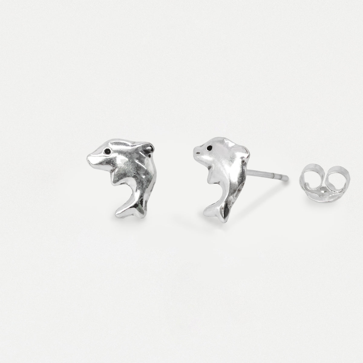 Silver Leaping Dolphin Stud Earrings