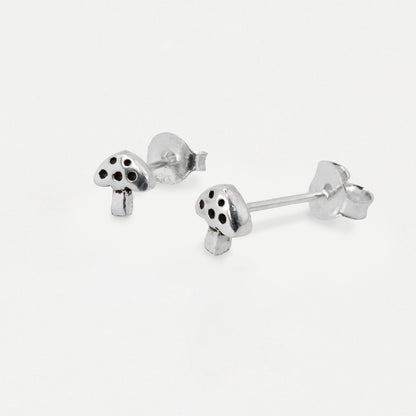 Silver Toadstool Stud Earrings
