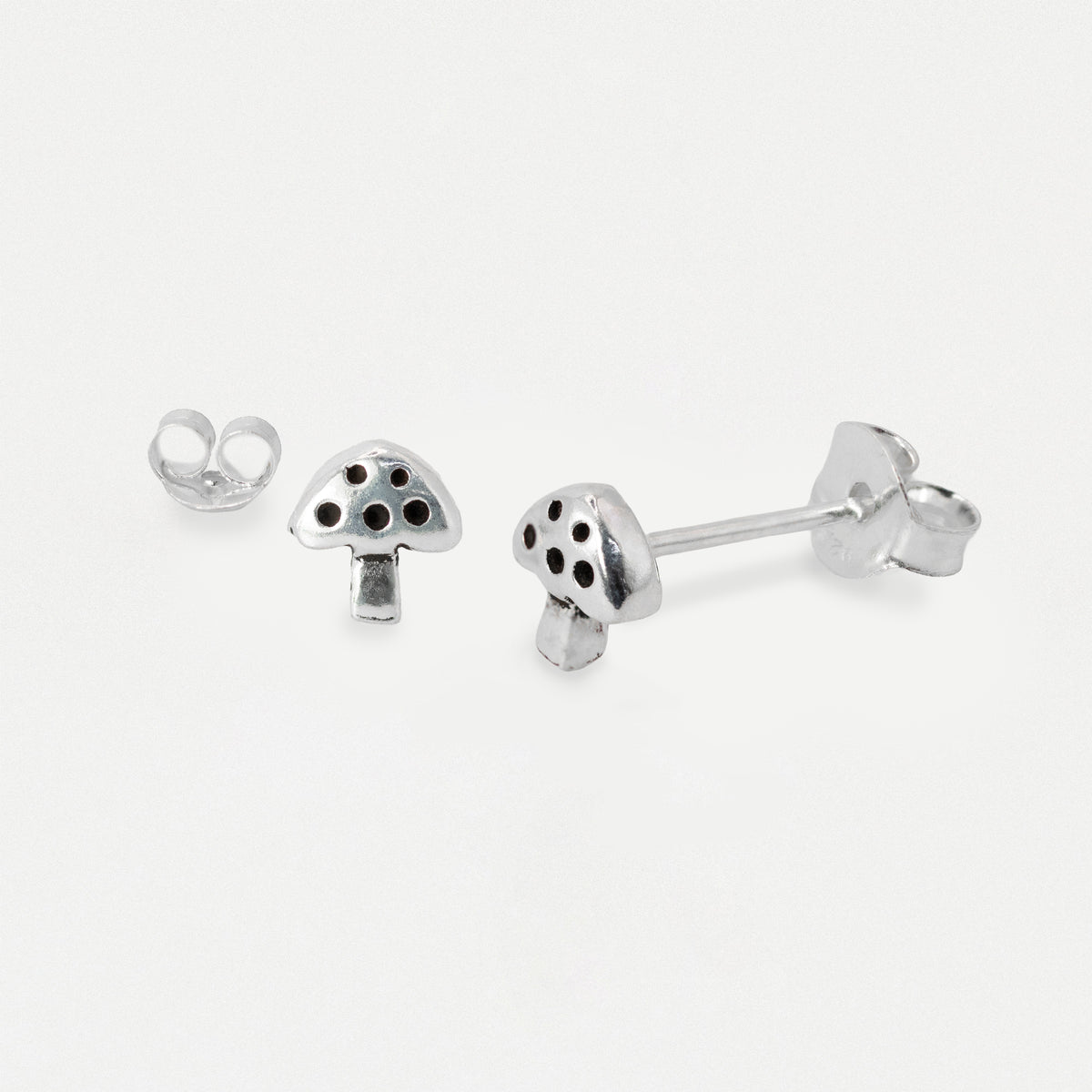 Silver Toadstool Stud Earrings
