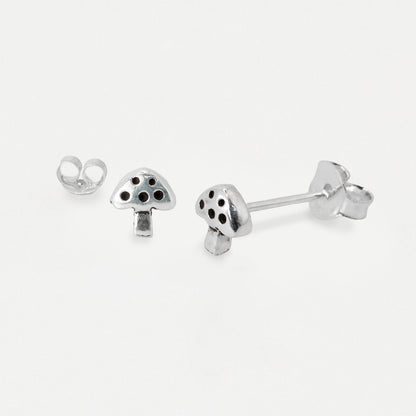 Silver Toadstool Stud Earrings