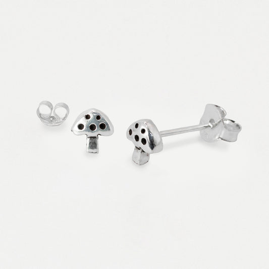 Silver Toadstool Stud Earrings