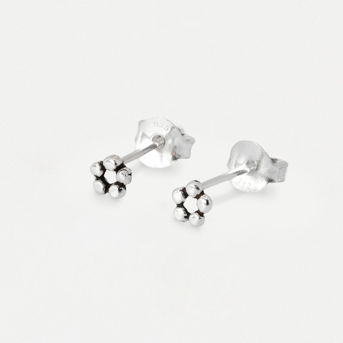 Silver Dainty Flower Ear Studs
