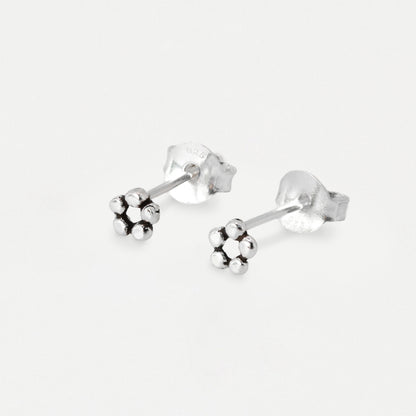 Silver Dainty Flower Ear Studs