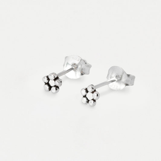 Silver Dainty Flower Ear Studs