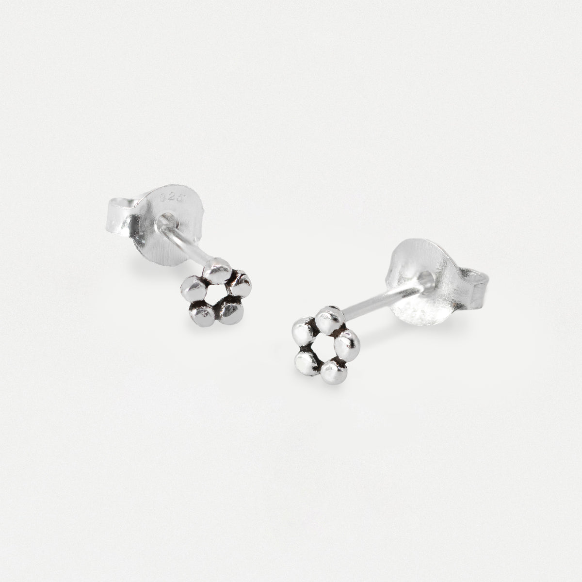 Silver Dainty Flower Ear Studs