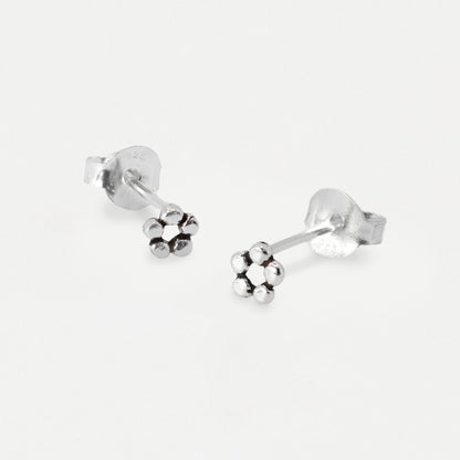 Silver Dainty Flower Ear Studs