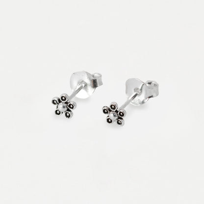 Silver Tiny Marcasite Flower Ear Studs