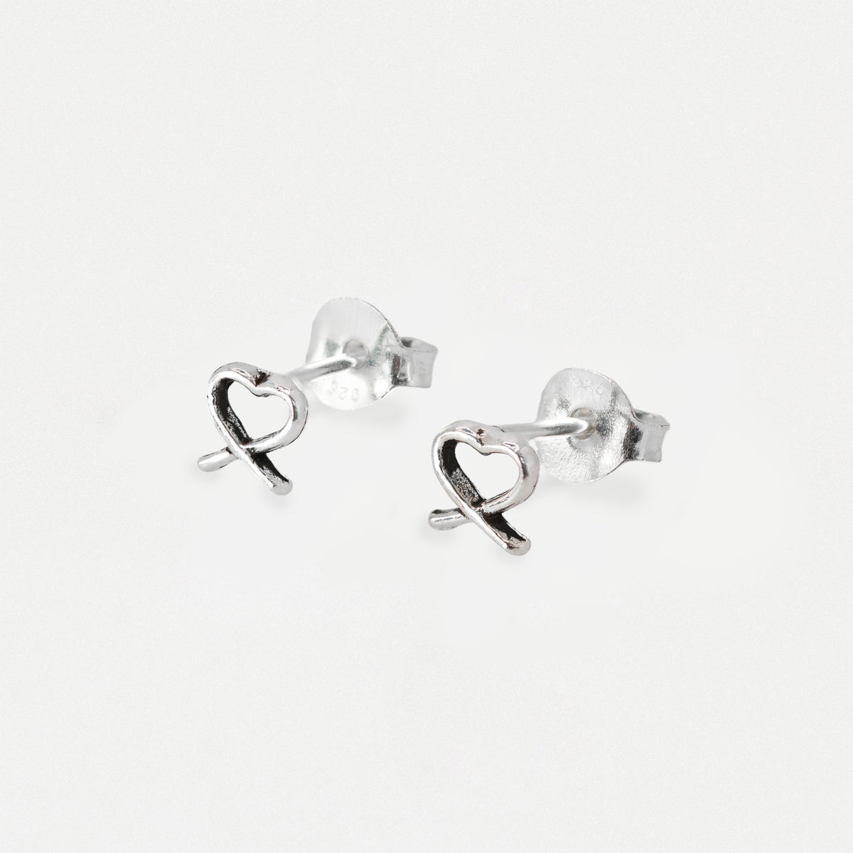 Silver Cut Out Heart Ear Studs