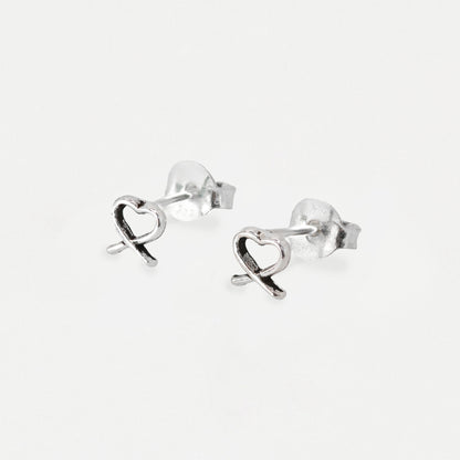 Silver Cut Out Heart Ear Studs
