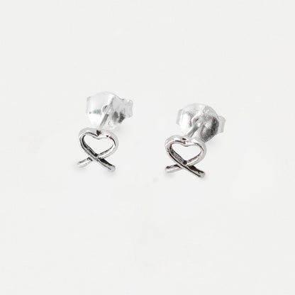 Silver Cut Out Heart Ear Studs