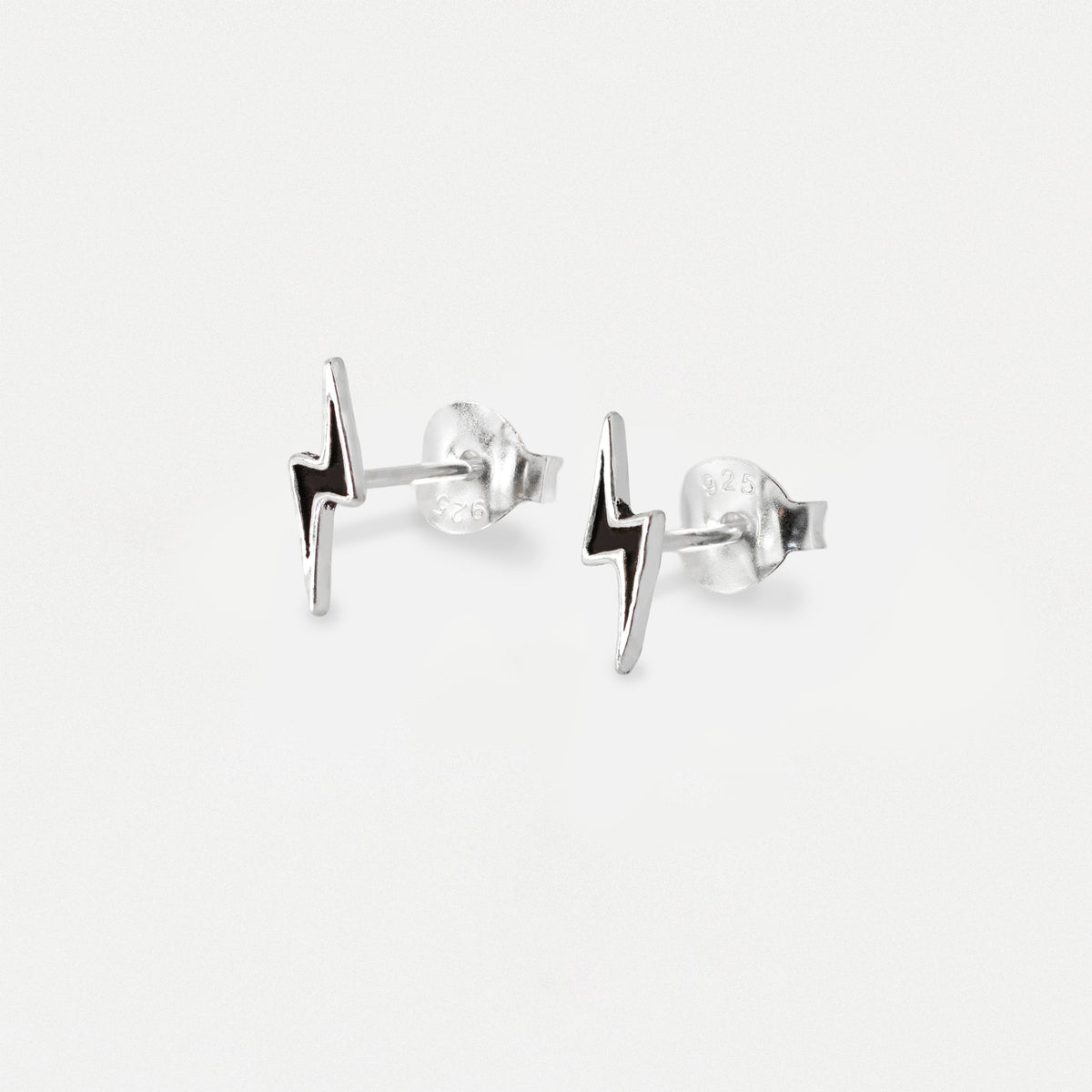 Silver Oxidised Lightning Bolt Ear Studs
