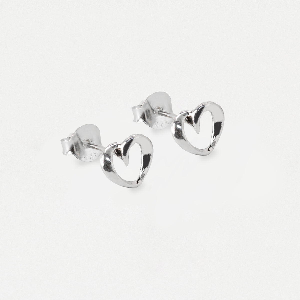 Silver Swirl Heart Stud Earrings