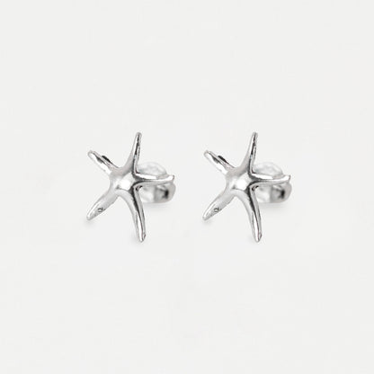 Silver Starfish Ear Studs